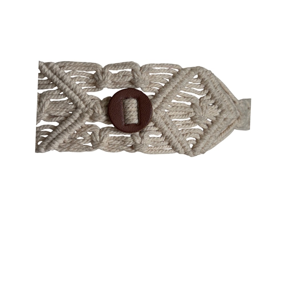 Madewell Sample Macrame Wrap Belt Cream Brown Wood Accent OS - Picture 2 of 5